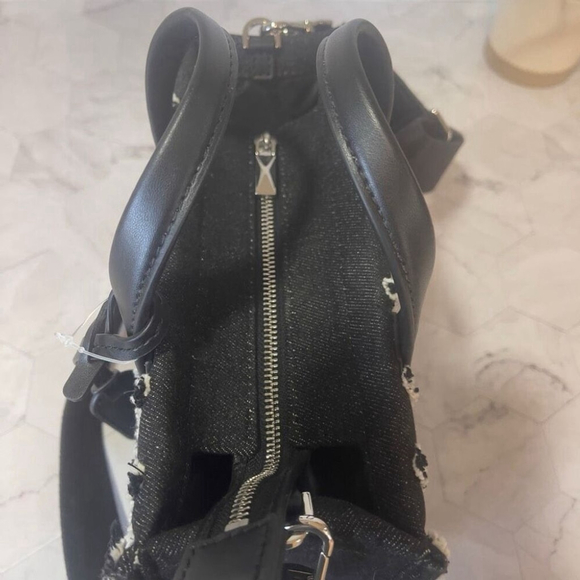 Michael Kors Gigi Small Black Denim Satchel Messenger Crossbody - Picture 5 of 11